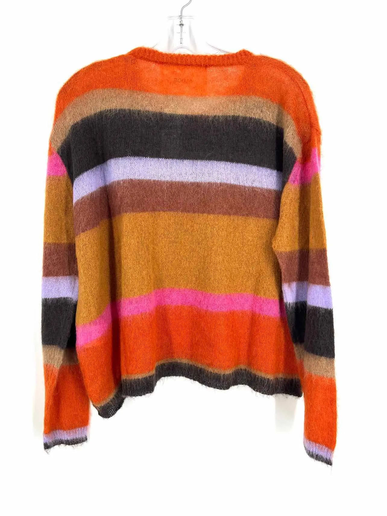 Floor Size S Orange/Multi Stripe Wool Blend NEW Designer Sweater