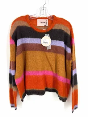 Floor Size S Orange/Multi Stripe Wool Blend NEW Designer Sweater