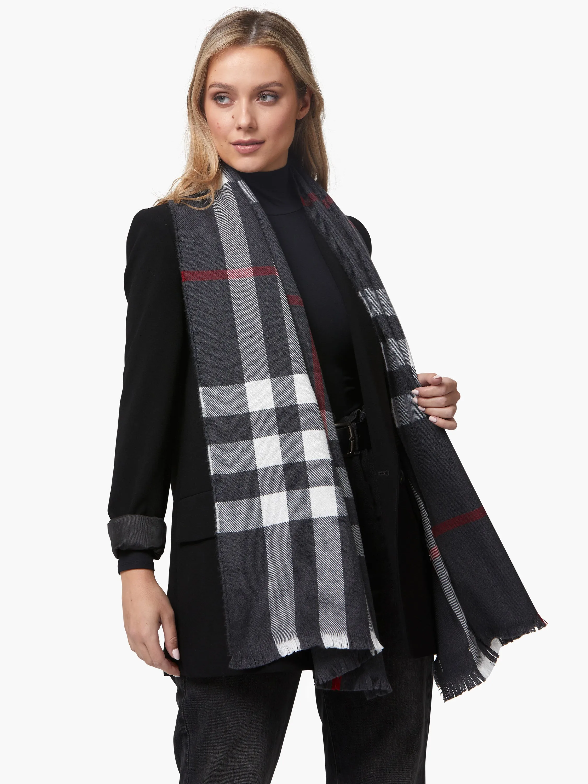 FOXFORD Classic Checkered Merino Wool Scarf