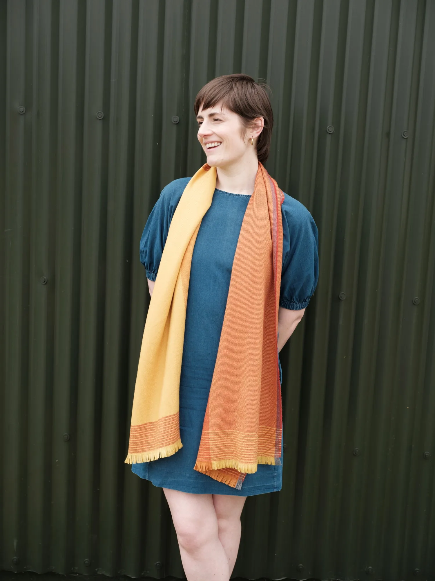 Foxford Yellow Ochre Extra Fine Merino Scarf