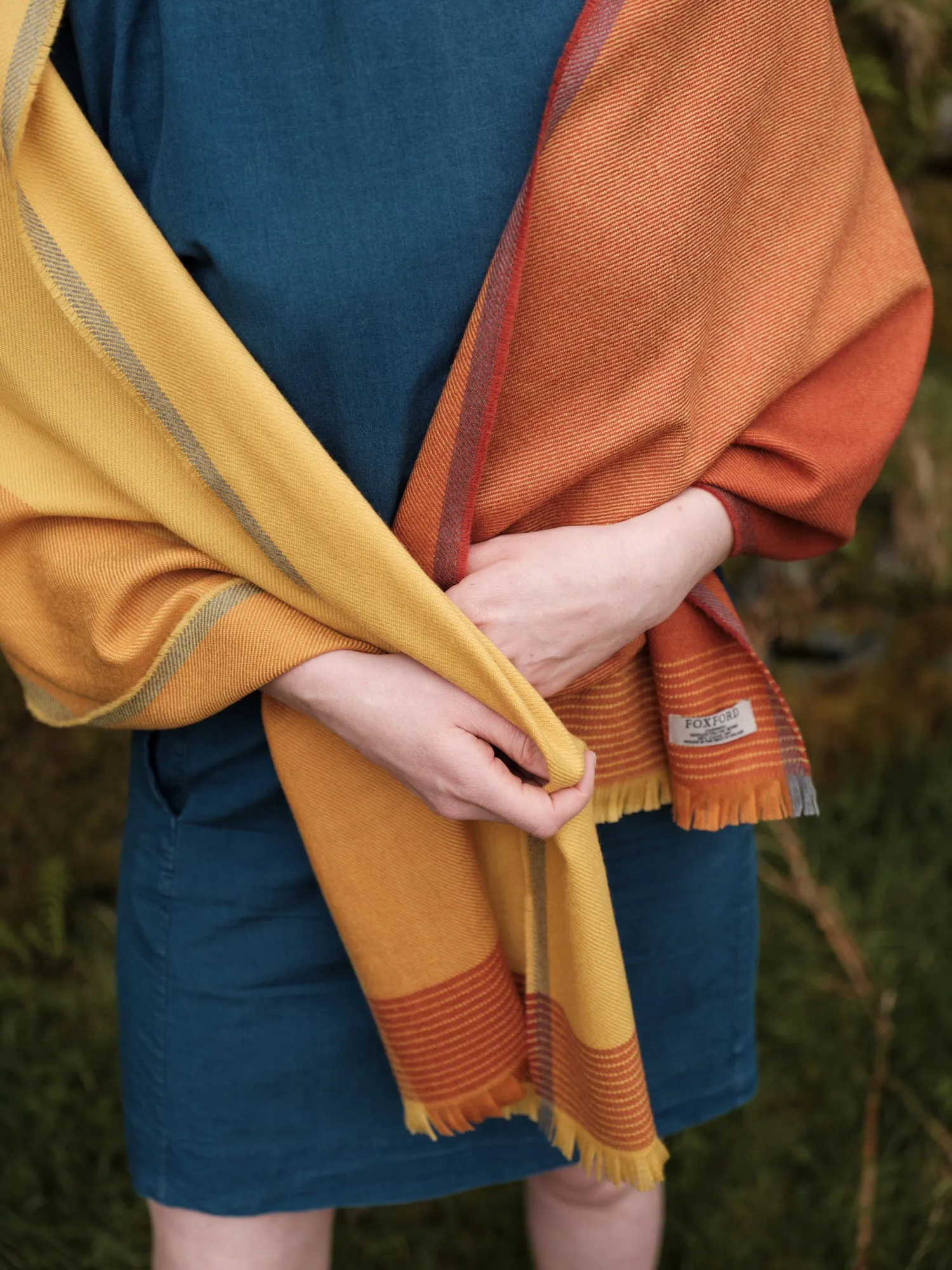 Foxford Yellow Ochre Extra Fine Merino Scarf