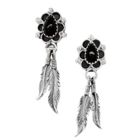 Genuine Black Onyx Earrings, 925 Sterling Silver, Native American USA Handmade, Nickel Free, Post Style