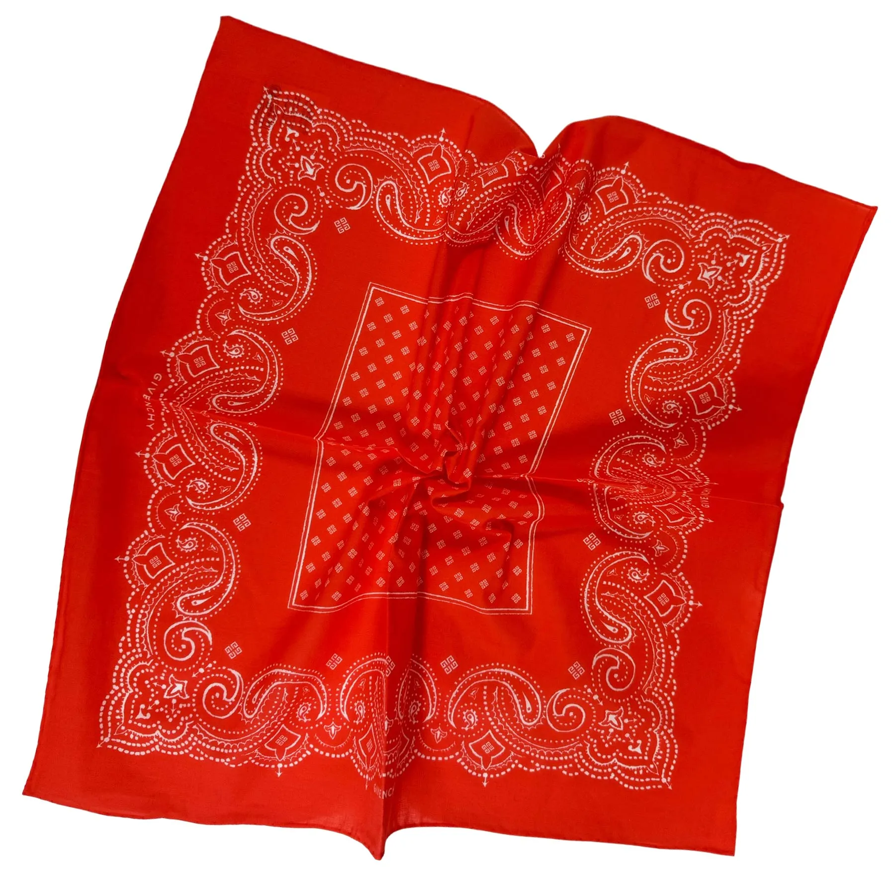 Givenchy Small Scarf Orange Paisley - Cotton Square Bandana SALE