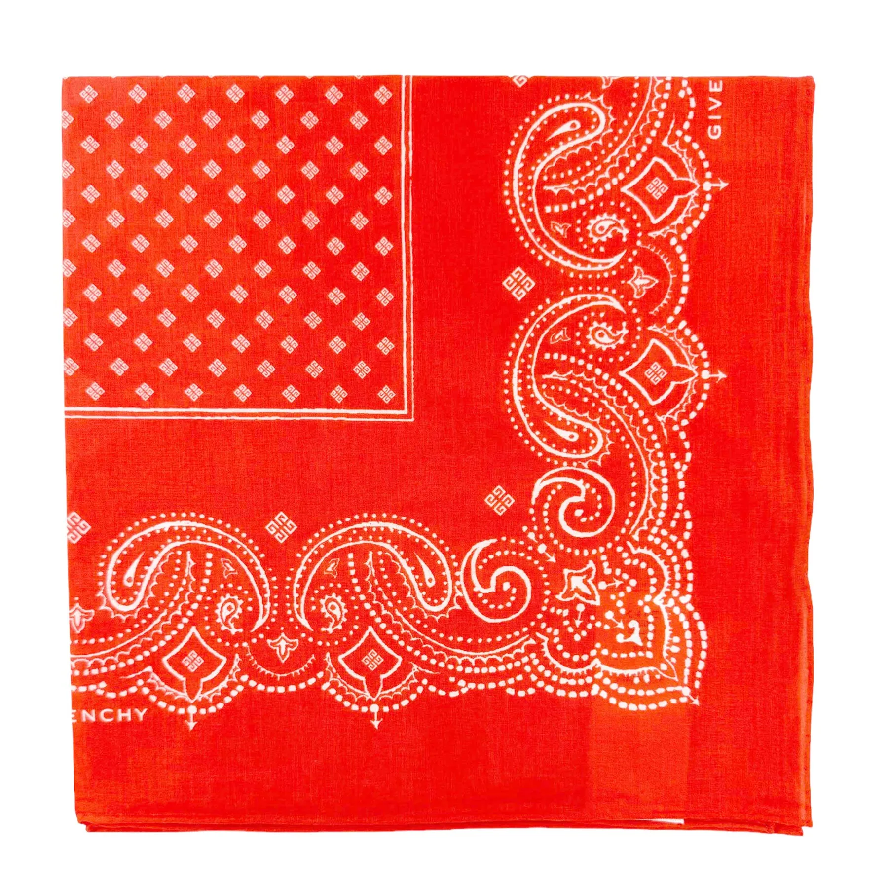 Givenchy Small Scarf Orange Paisley - Cotton Square Bandana SALE