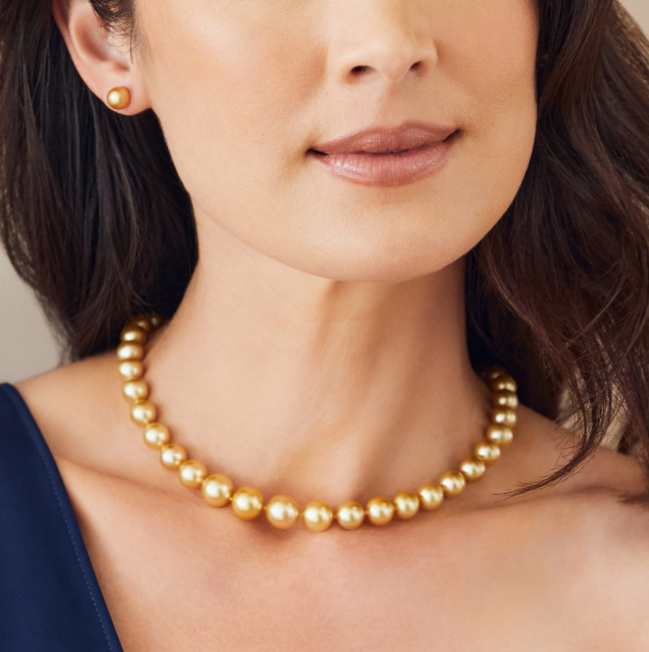 Golden South Sea Pearl Necklace, 12.0-14.0mm - AAA Quality