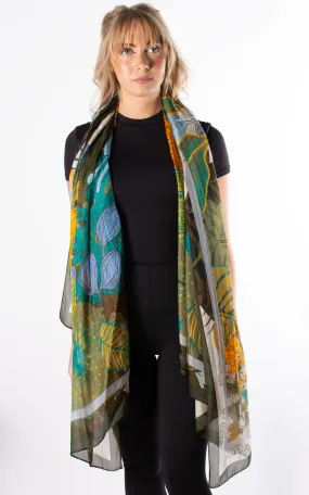 Green & Teal Chameleon Silk Scarf