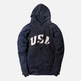 Greg Lauren Destroyed USA Hoodie - Navy