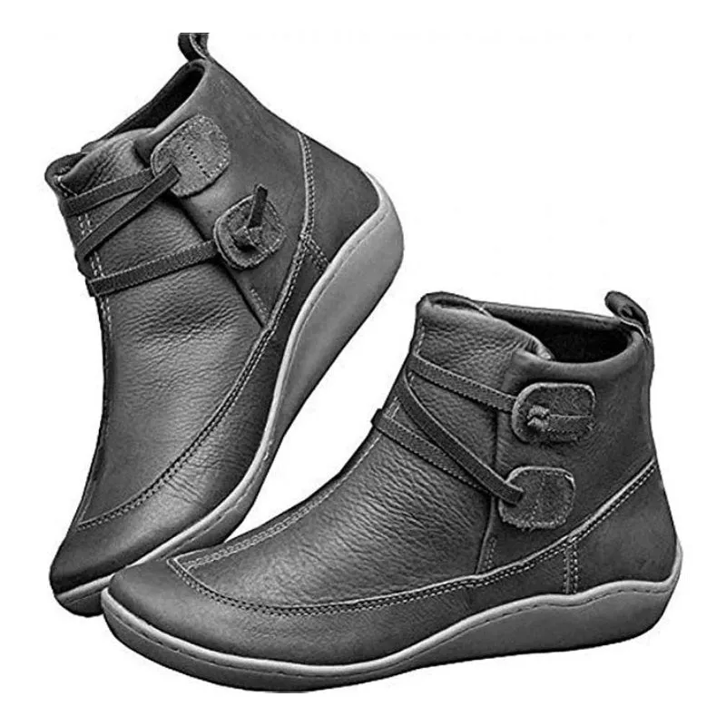 Groovywish Women Snow Ankle Boots Waterproof Leather Orthopedic Shoes