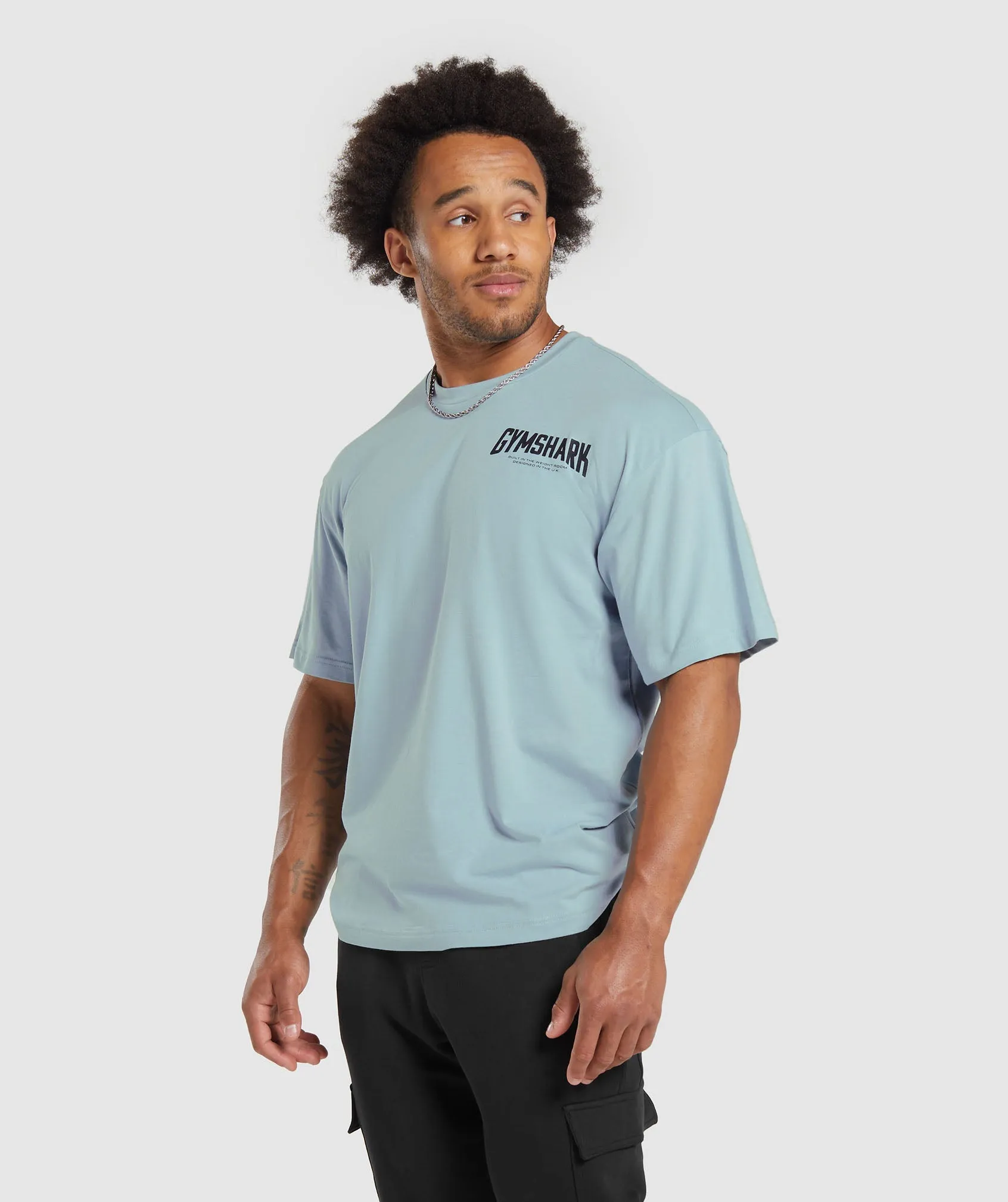 Gymshark Cartoon Lifting T-Shirt - Salt Blue