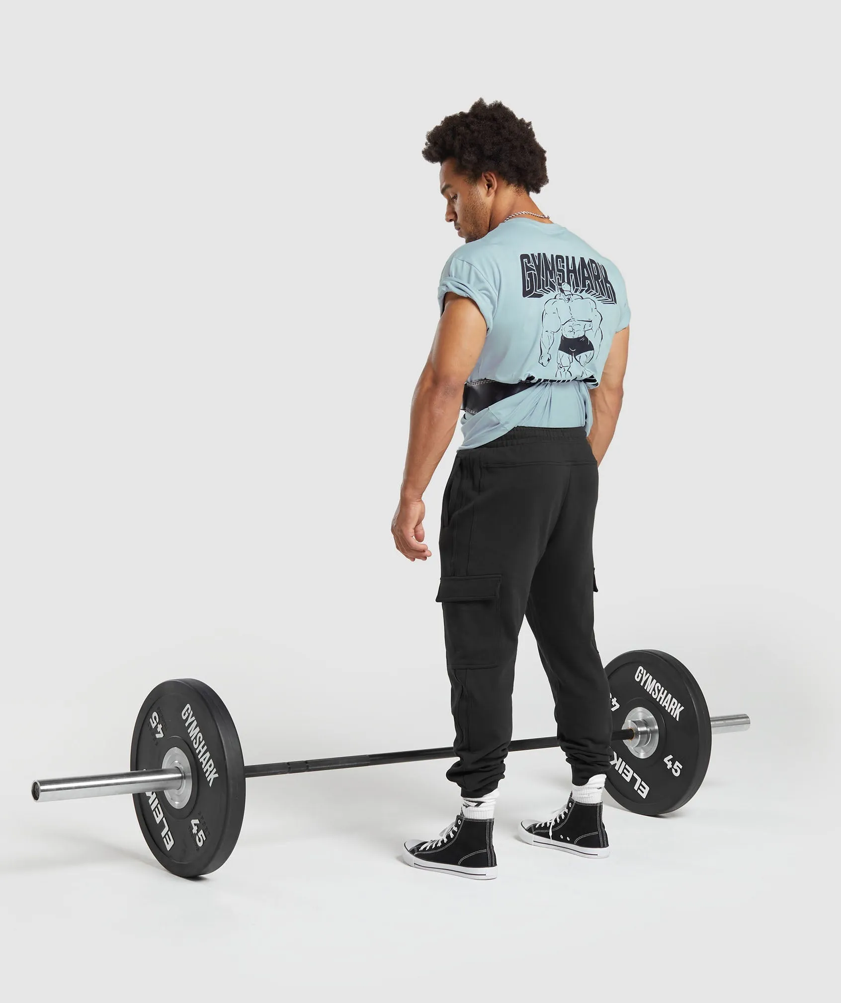 Gymshark Cartoon Lifting T-Shirt - Salt Blue