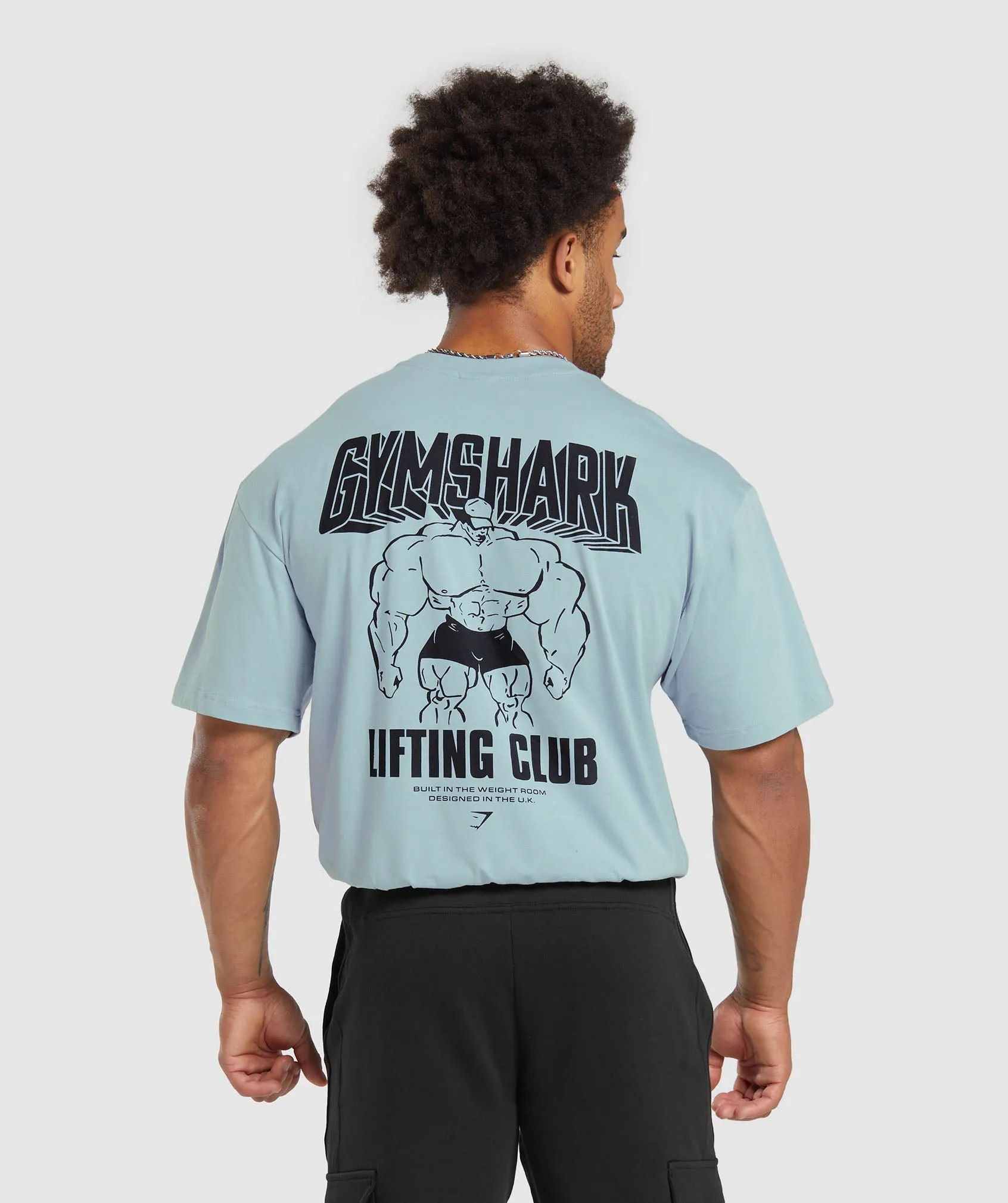 Gymshark Cartoon Lifting T-Shirt - Salt Blue