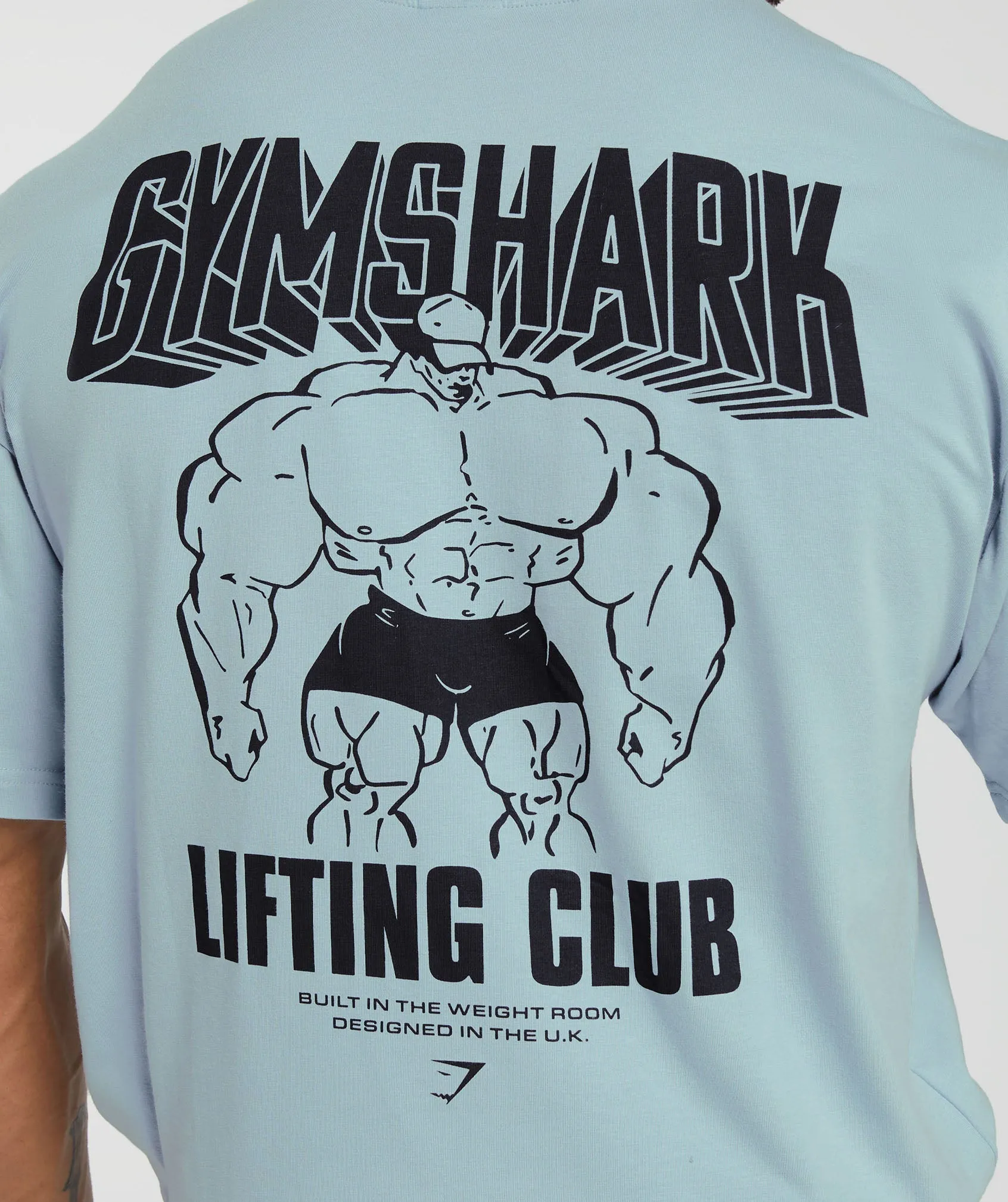 Gymshark Cartoon Lifting T-Shirt - Salt Blue