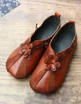 Handmade Leather Retro Flat Shoes Round Head