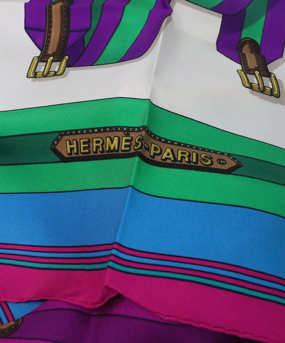 Hermes Multicolor Print Silk Scarf