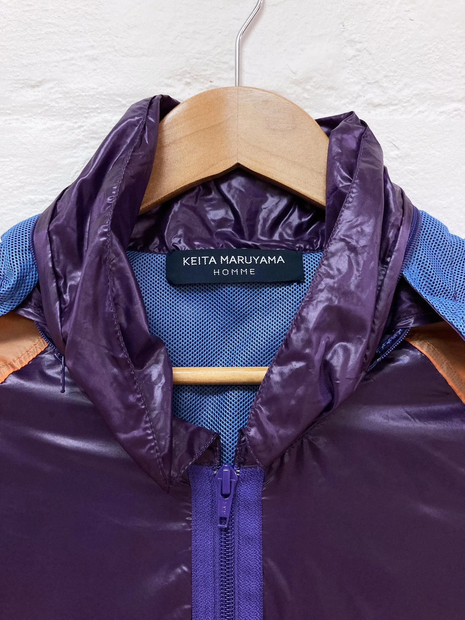 Keita Maruyama Homme purple orange nylon windbreaker with collar hood - mens S