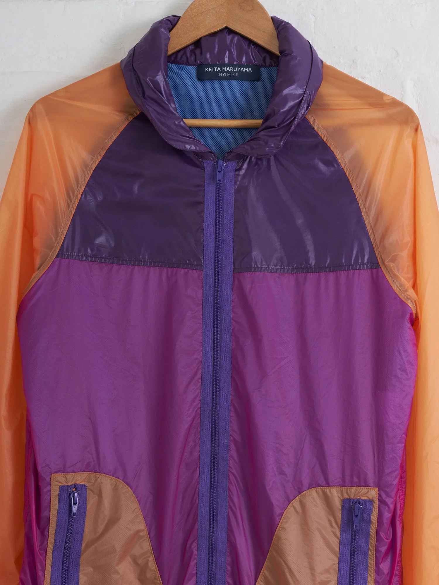 Keita Maruyama Homme purple orange nylon windbreaker with collar hood - mens S