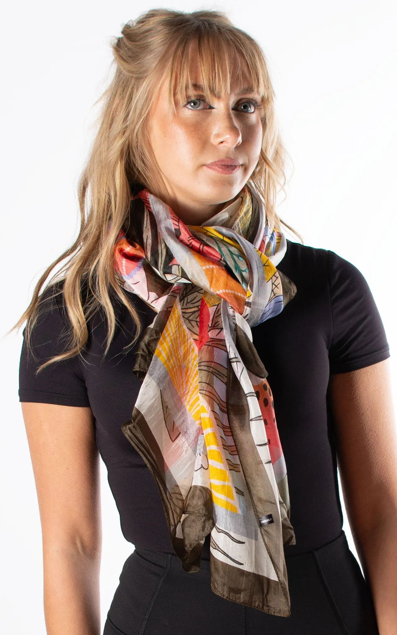 Khaki & Yellow Chameleon Silk Scarf