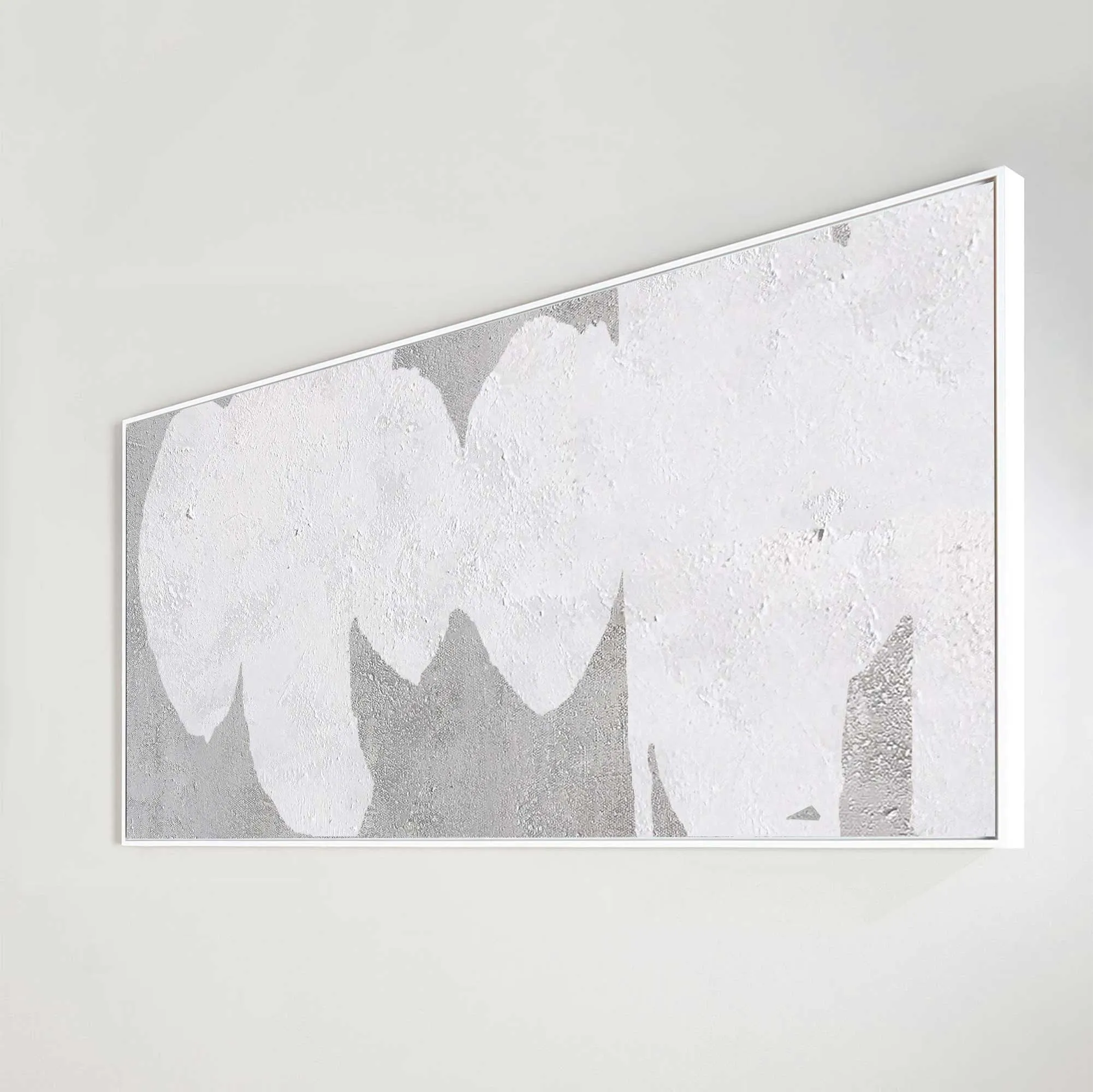 Large Minimalism Abstract Painting White Grey Abstract Canvas Art Dp061