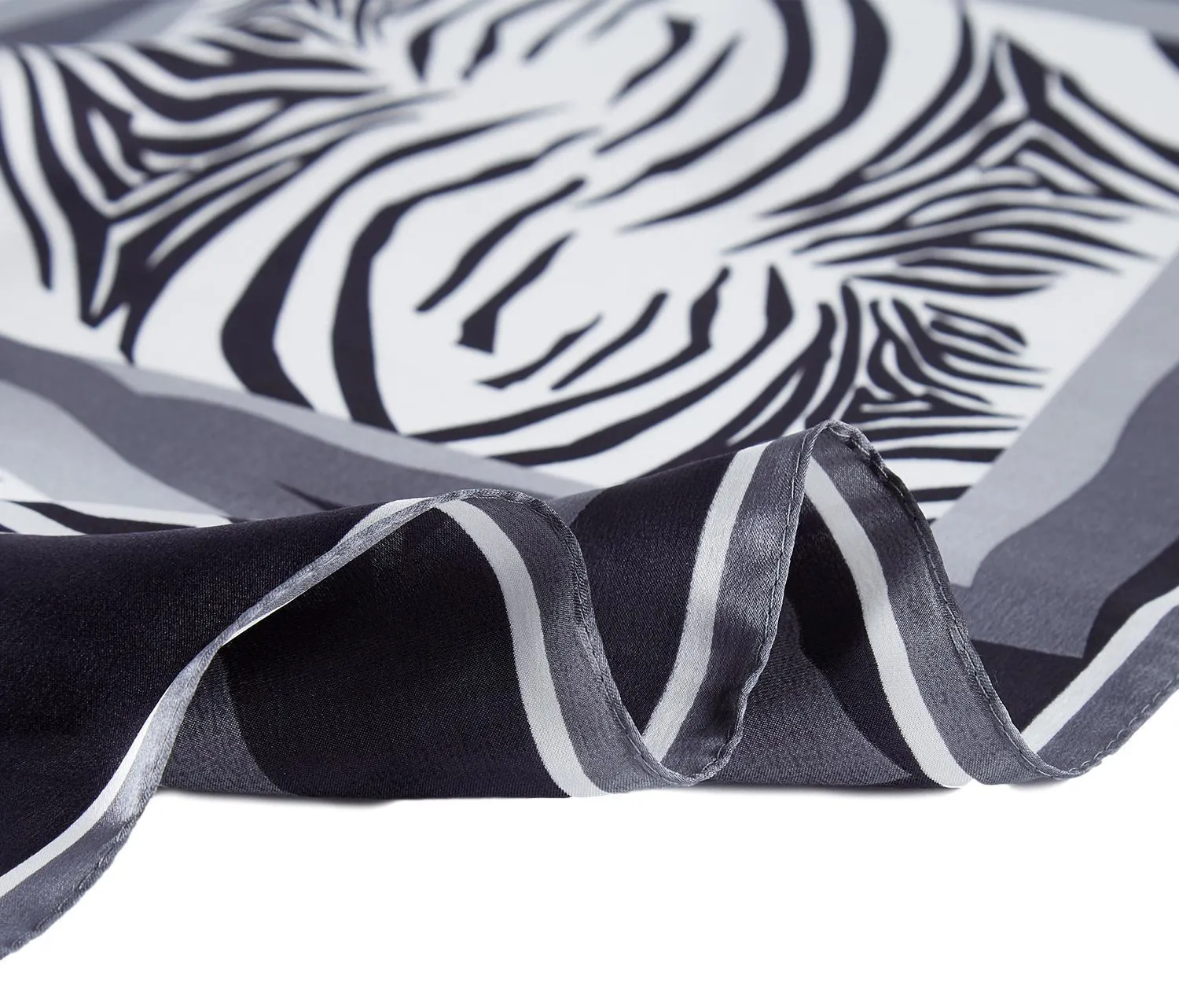 Large Square Silk Scarf Silver Color Zebra Print SZD091