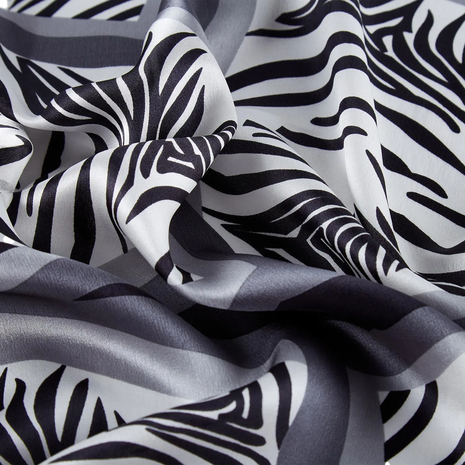 Large Square Silk Scarf Silver Color Zebra Print SZD091