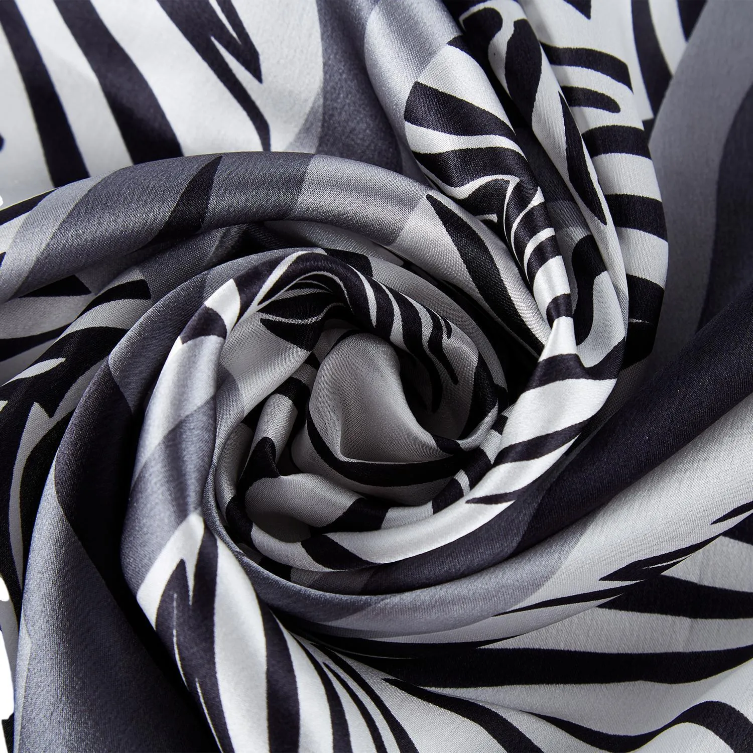 Large Square Silk Scarf Silver Color Zebra Print SZD091