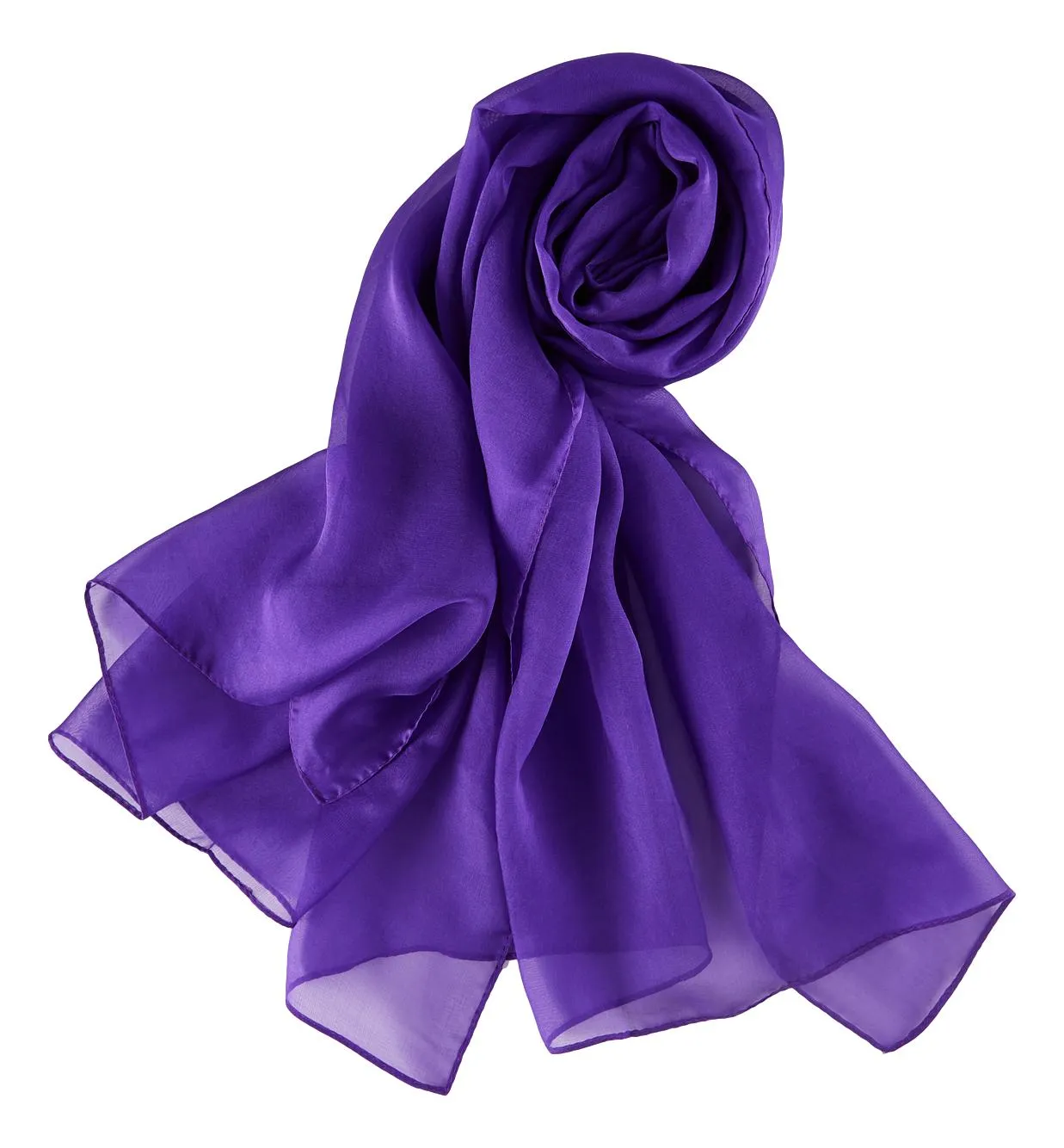 Long Silk Chiffon Scarf Solid Purple Color SQL209