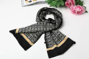 Long Silk Satin Scarf for Men Black and White Theme SFM014