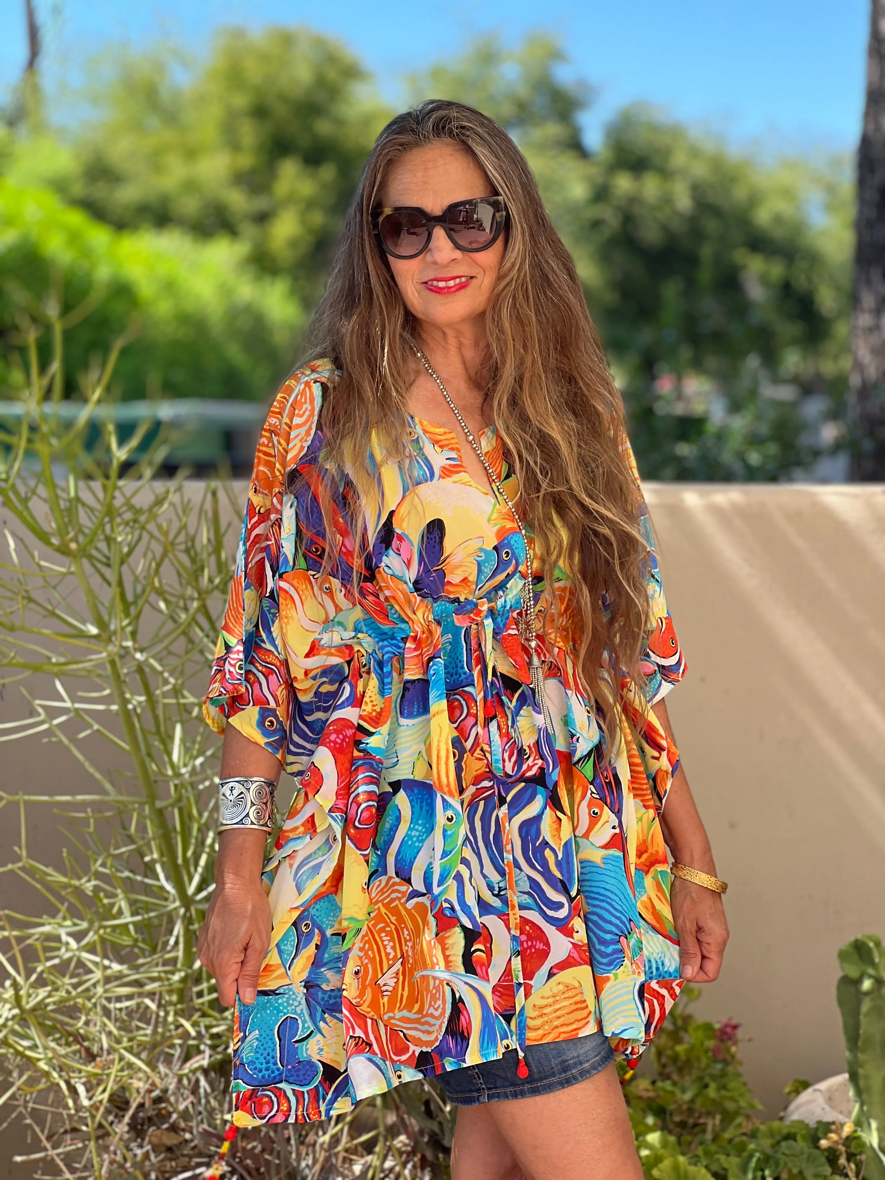 Mare Bello Italian Silk Short Kaftan