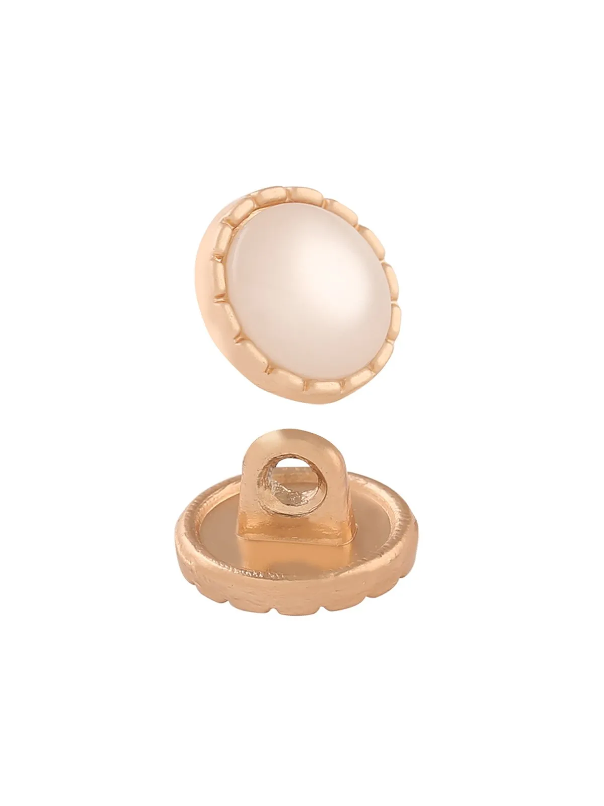 Matte Gold Round Shape with Scalloped Edges Resin Pearl Button