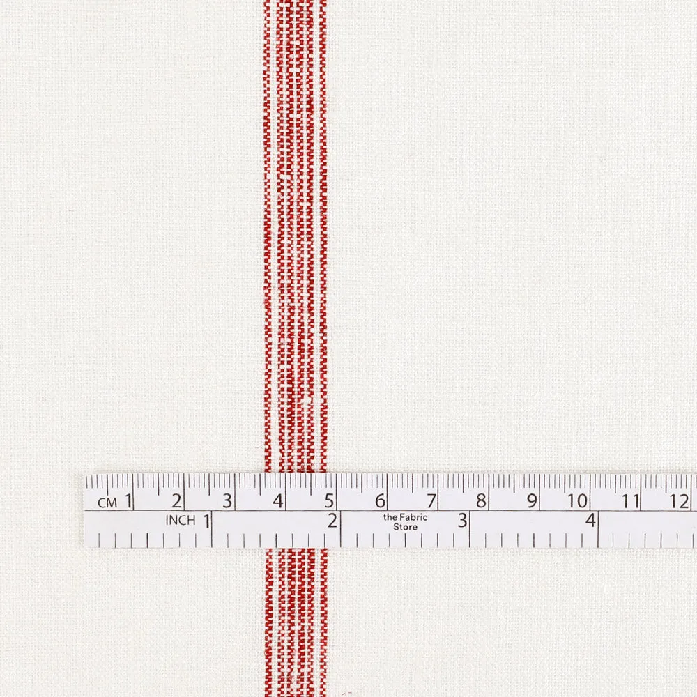 Midweight Warp Stripe Linen - Ivory / Red