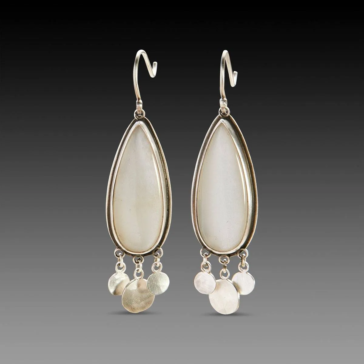 Moonstone Teardrop Earrings with Fringe