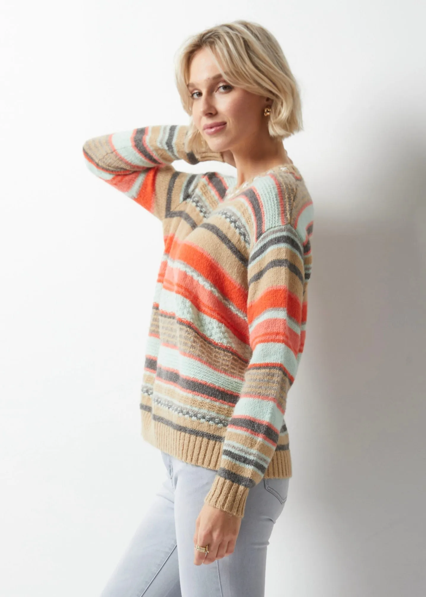 Multi Textured Stripe Sweater