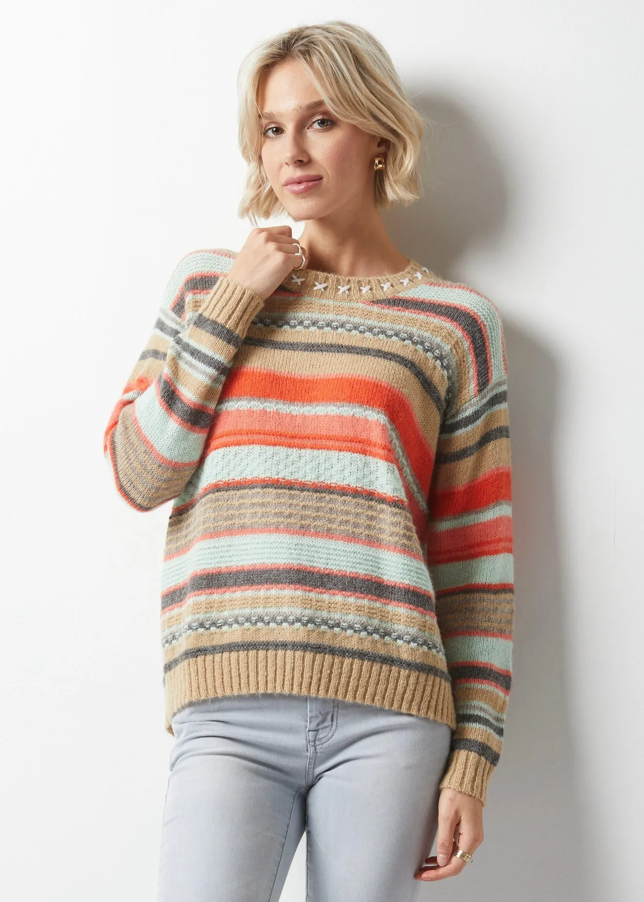 Multi Textured Stripe Sweater