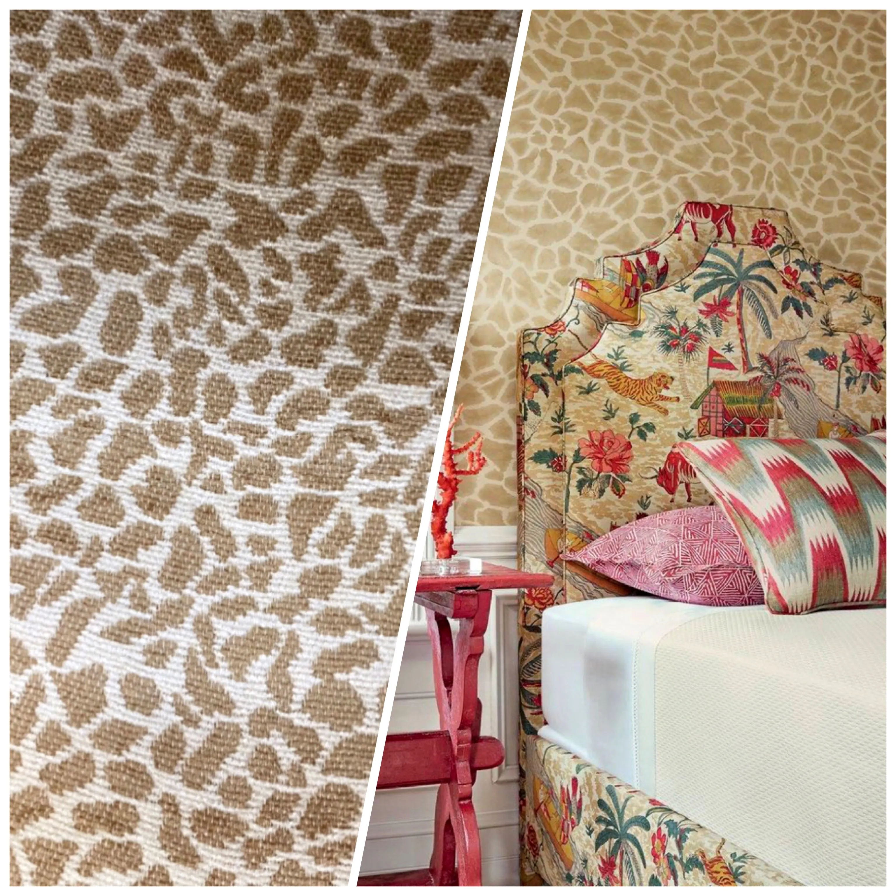 NEW Count Joshua Leopard Upholstery and Drapery Chenille Velvet Fabric in Beige and Cream