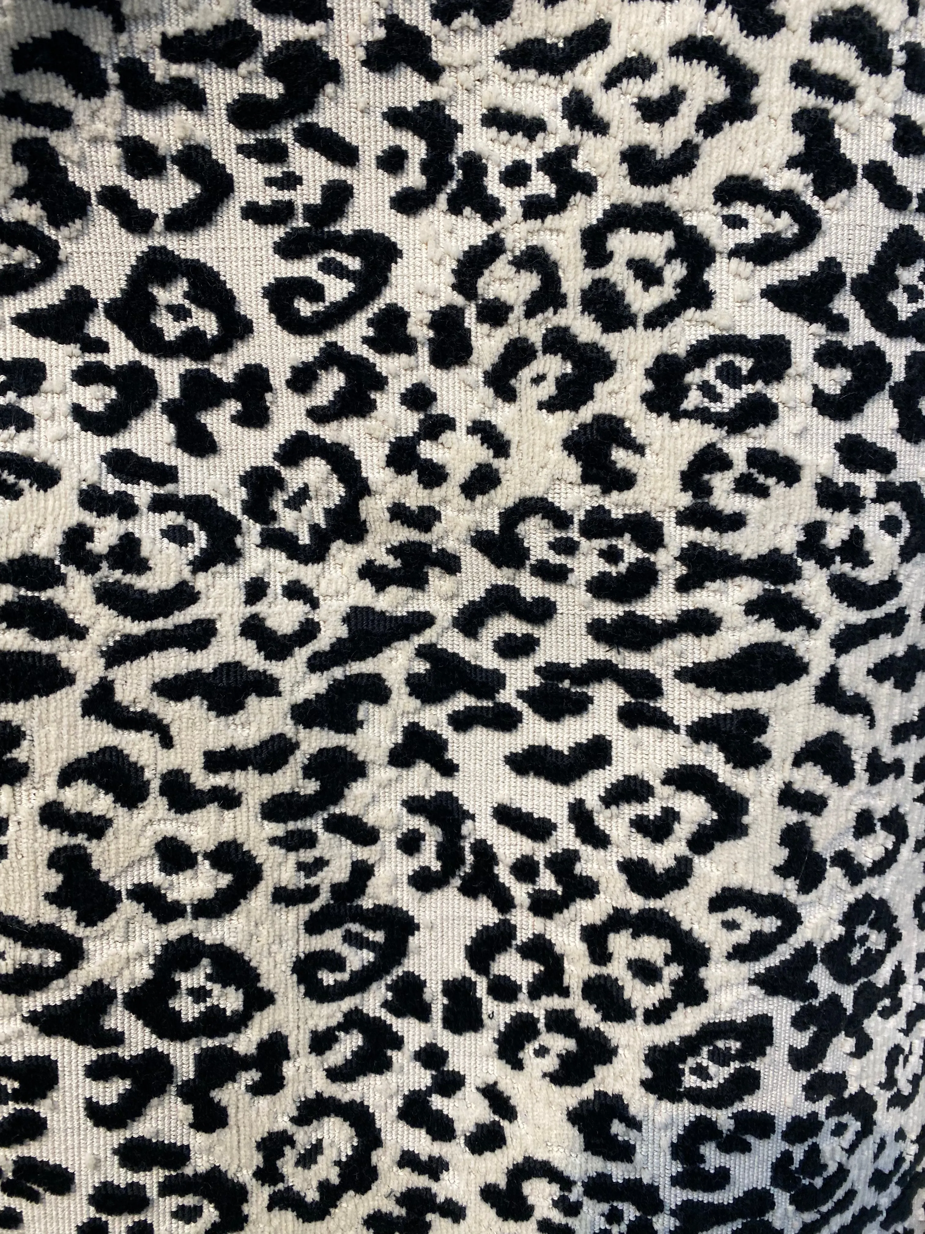 NEW Duchess Logan Snow Leopard Novelty Upholstery Velvet White and Black