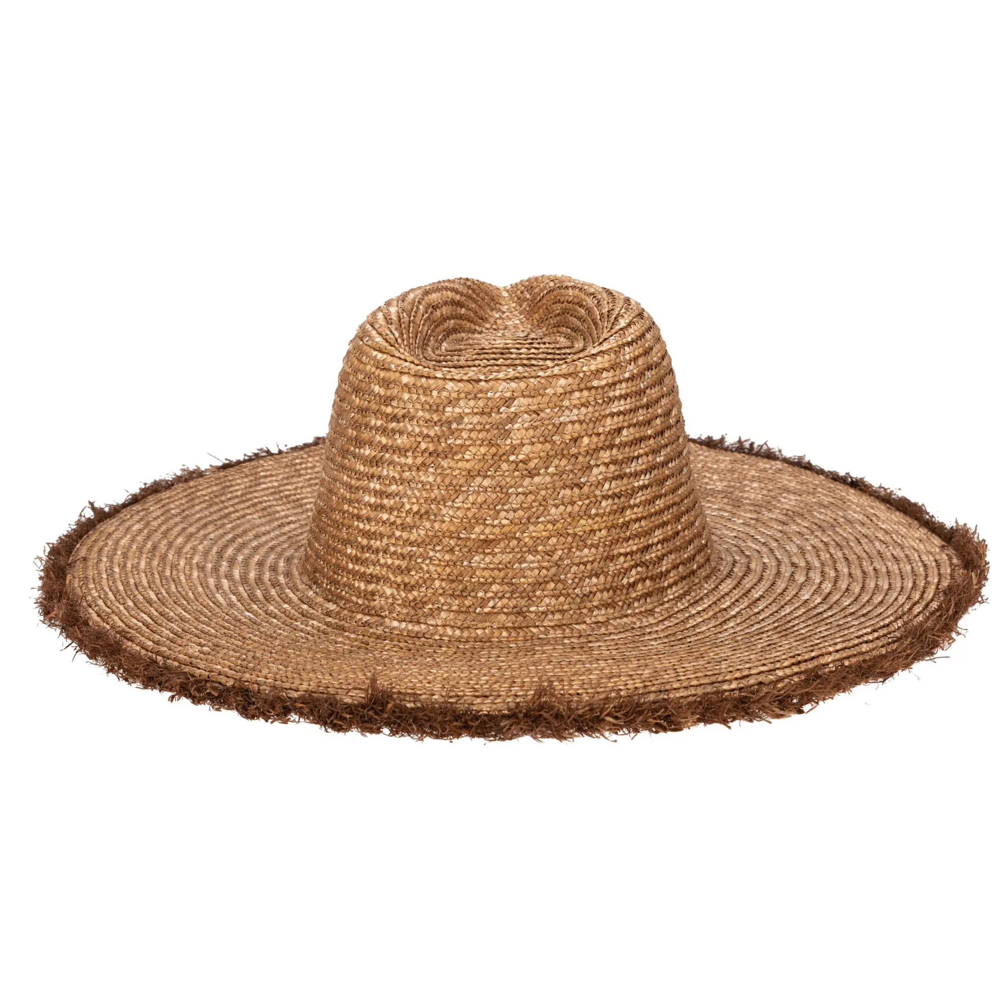 No Retouch - Wheat Straw Fedora with Frayed Raffia Trim