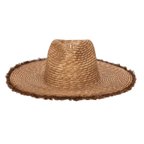 No Retouch - Wheat Straw Fedora with Frayed Raffia Trim