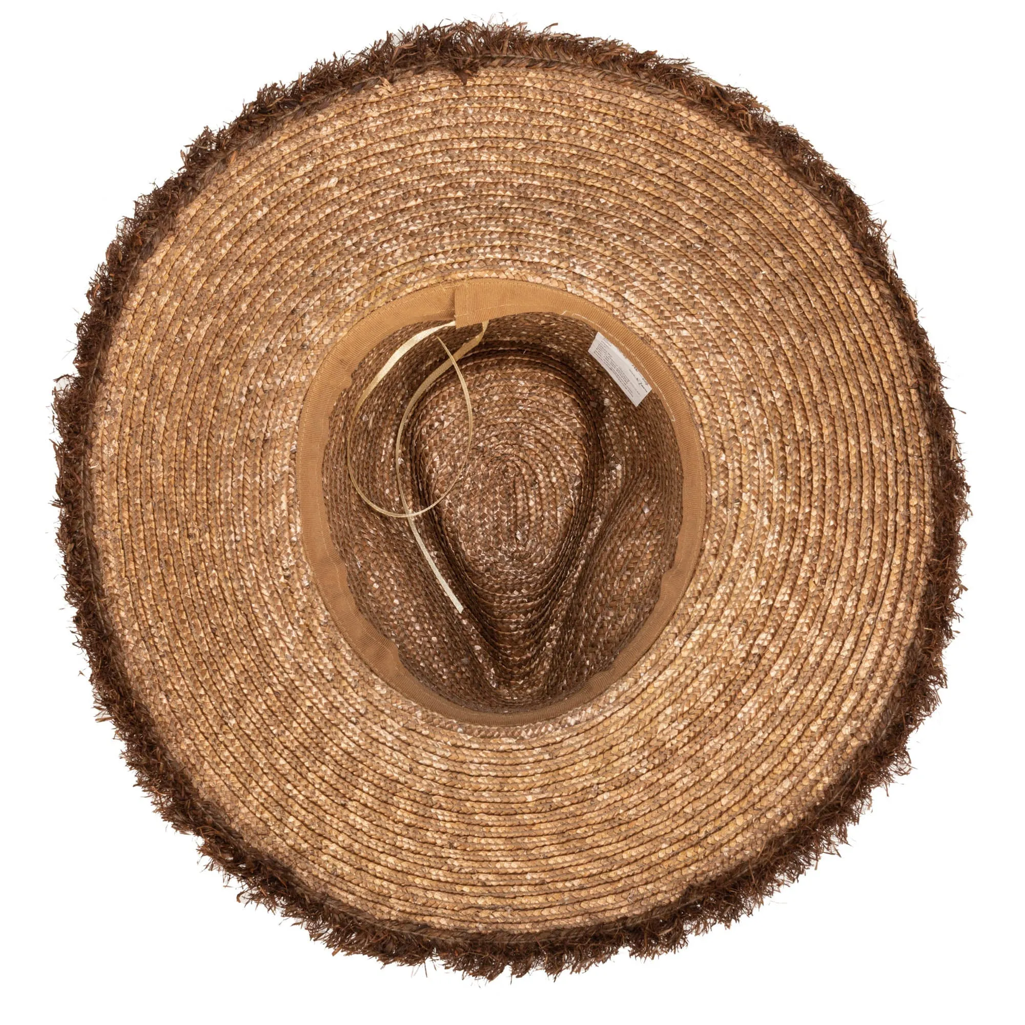 No Retouch - Wheat Straw Fedora with Frayed Raffia Trim