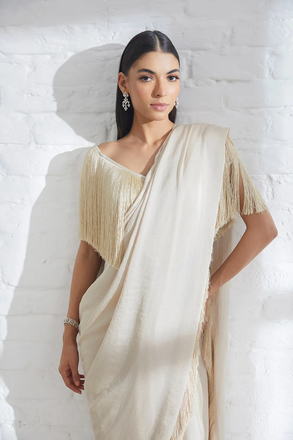 Noor Fringe Sari with Erica Fringe Top