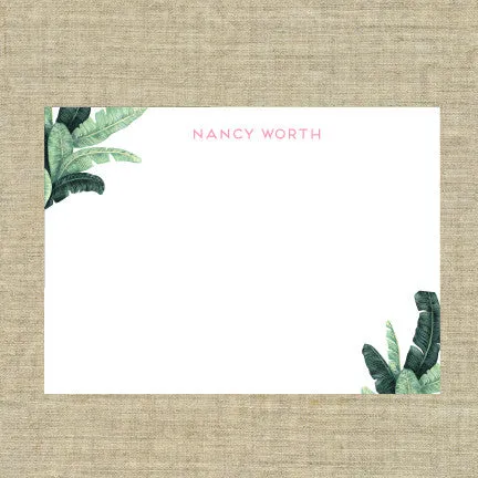 Palm Beach Chic Banana Leaves Deluxe Triple Thick Note Cards