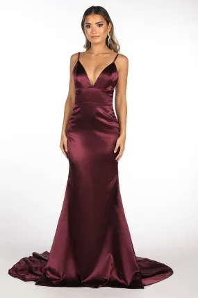 Penelope Satin Gown - Plum (XS,S - Clearance Sale)