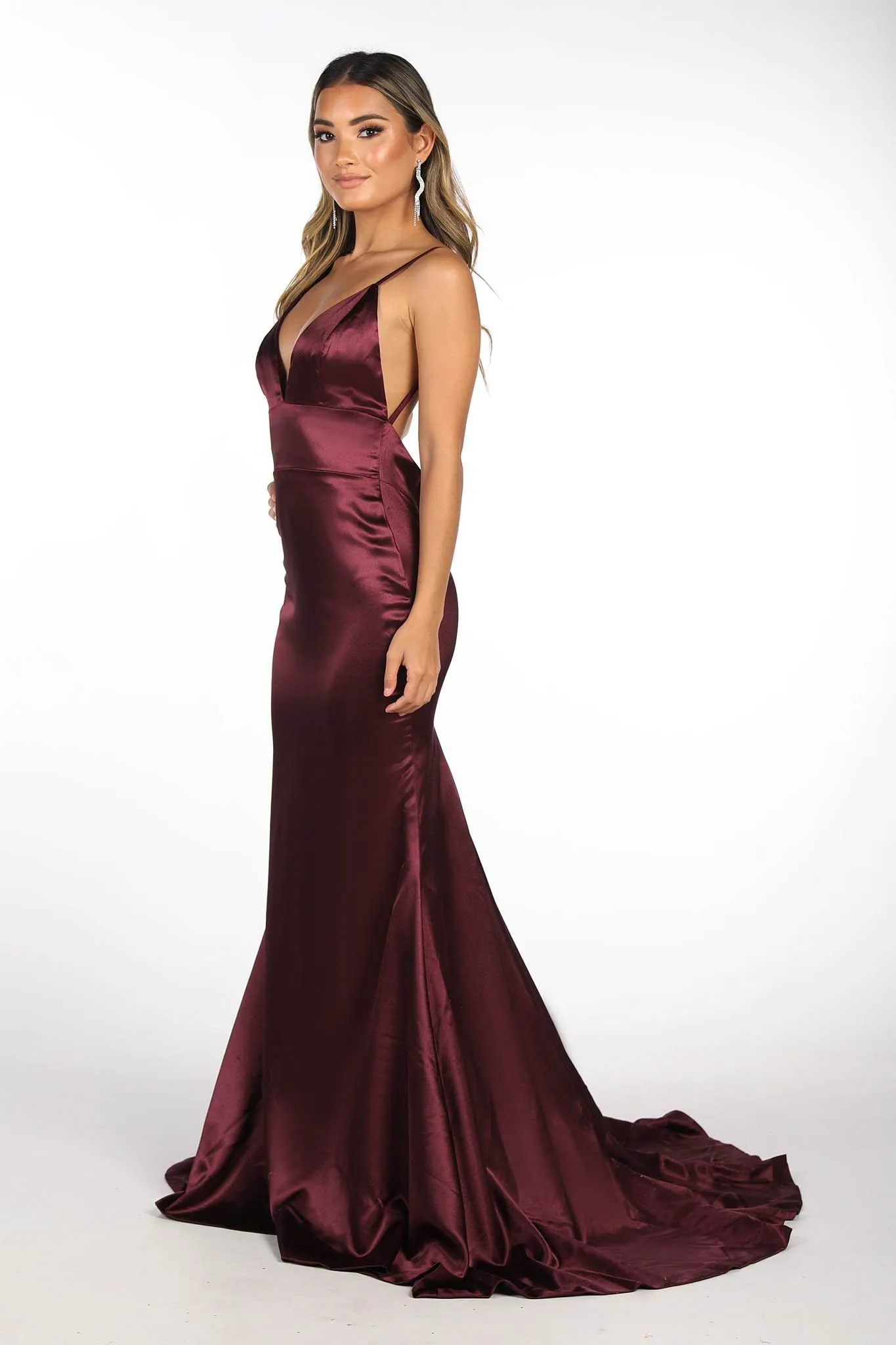 Penelope Satin Gown - Plum (XS,S - Clearance Sale)