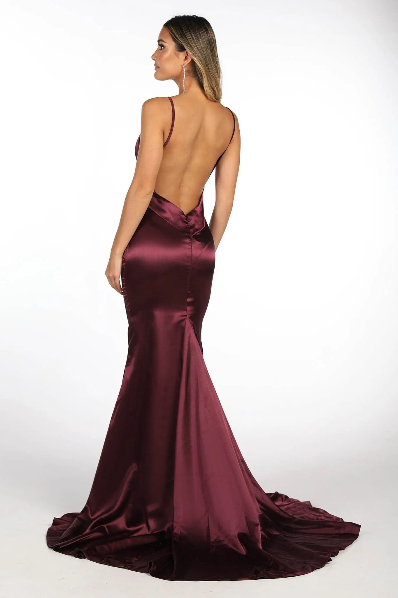 Penelope Satin Gown - Plum (XS,S - Clearance Sale)