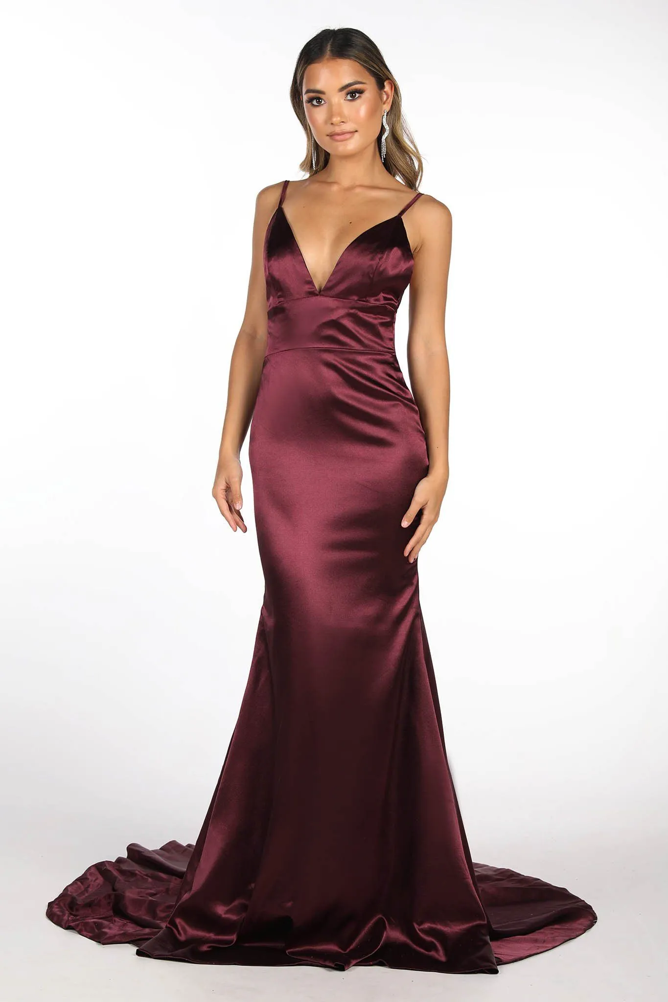 Penelope Satin Gown - Plum (XS,S - Clearance Sale)