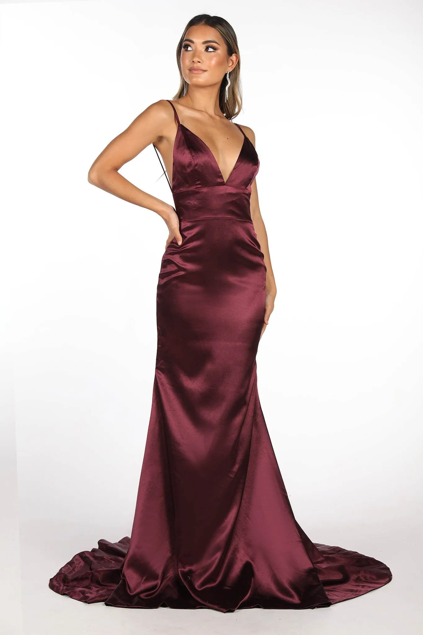 Penelope Satin Gown - Plum (XS,S - Clearance Sale)