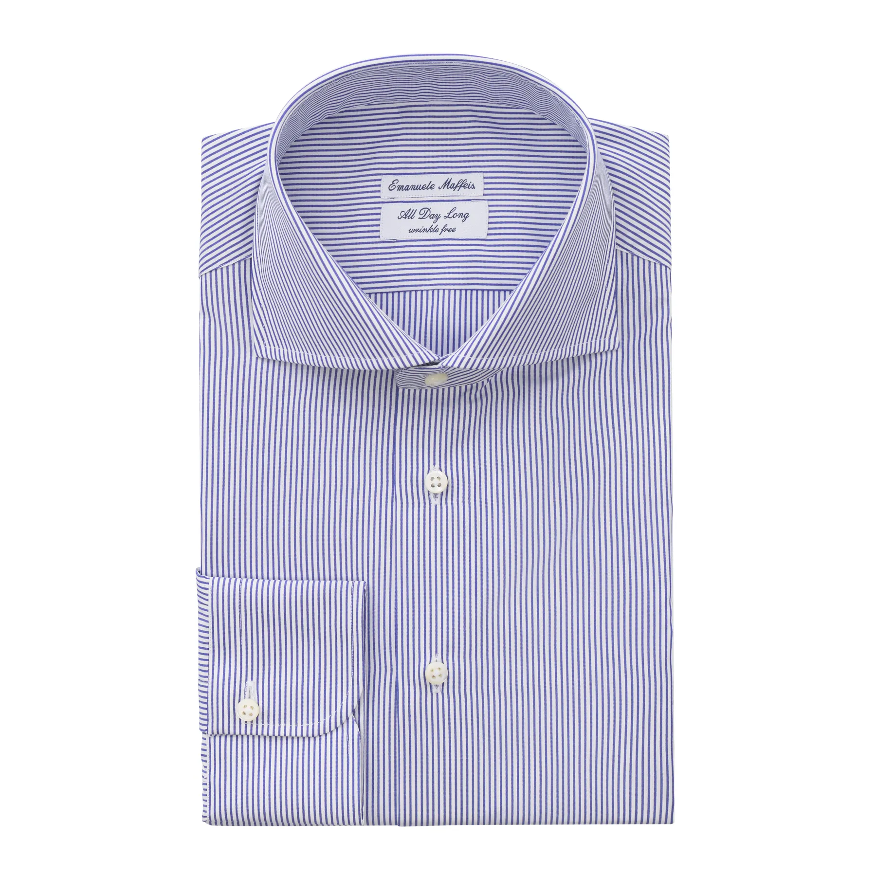 "All Day Long Collection" Striped Cotton Blue Shirt