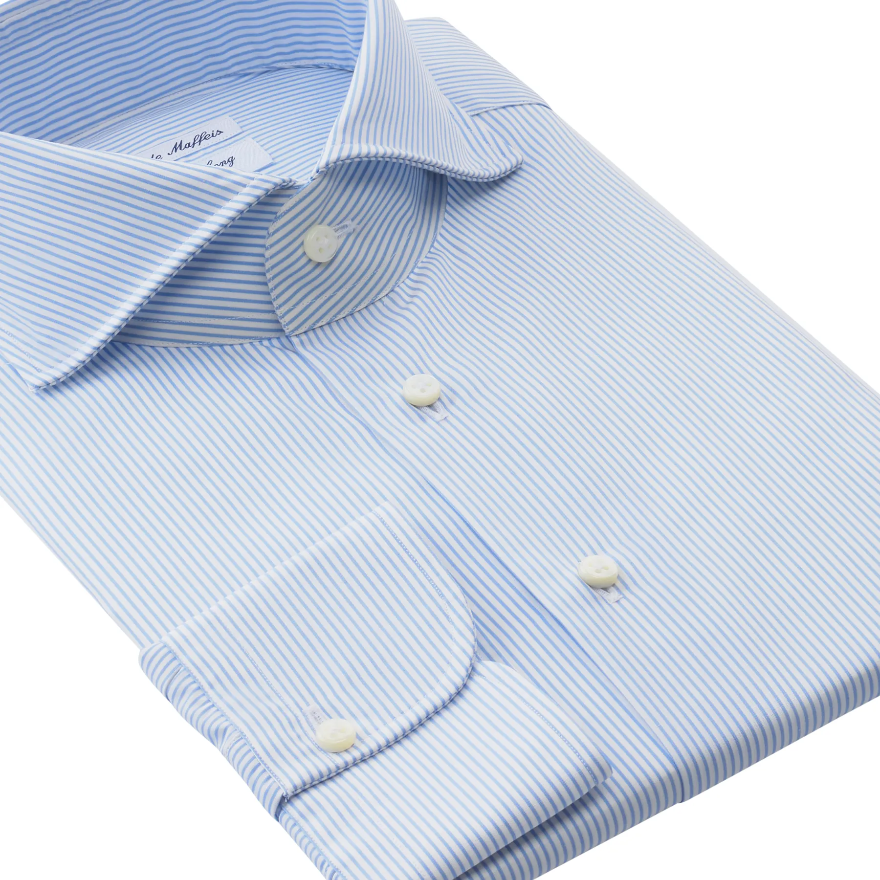 "All Day Long Collection" Striped Cotton Light Blue Shirt with Shark Collar