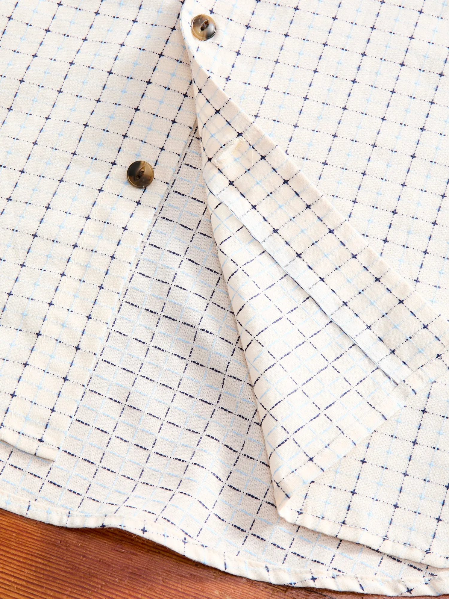 "Sashiko Grid" Oxford Shirt in Natural