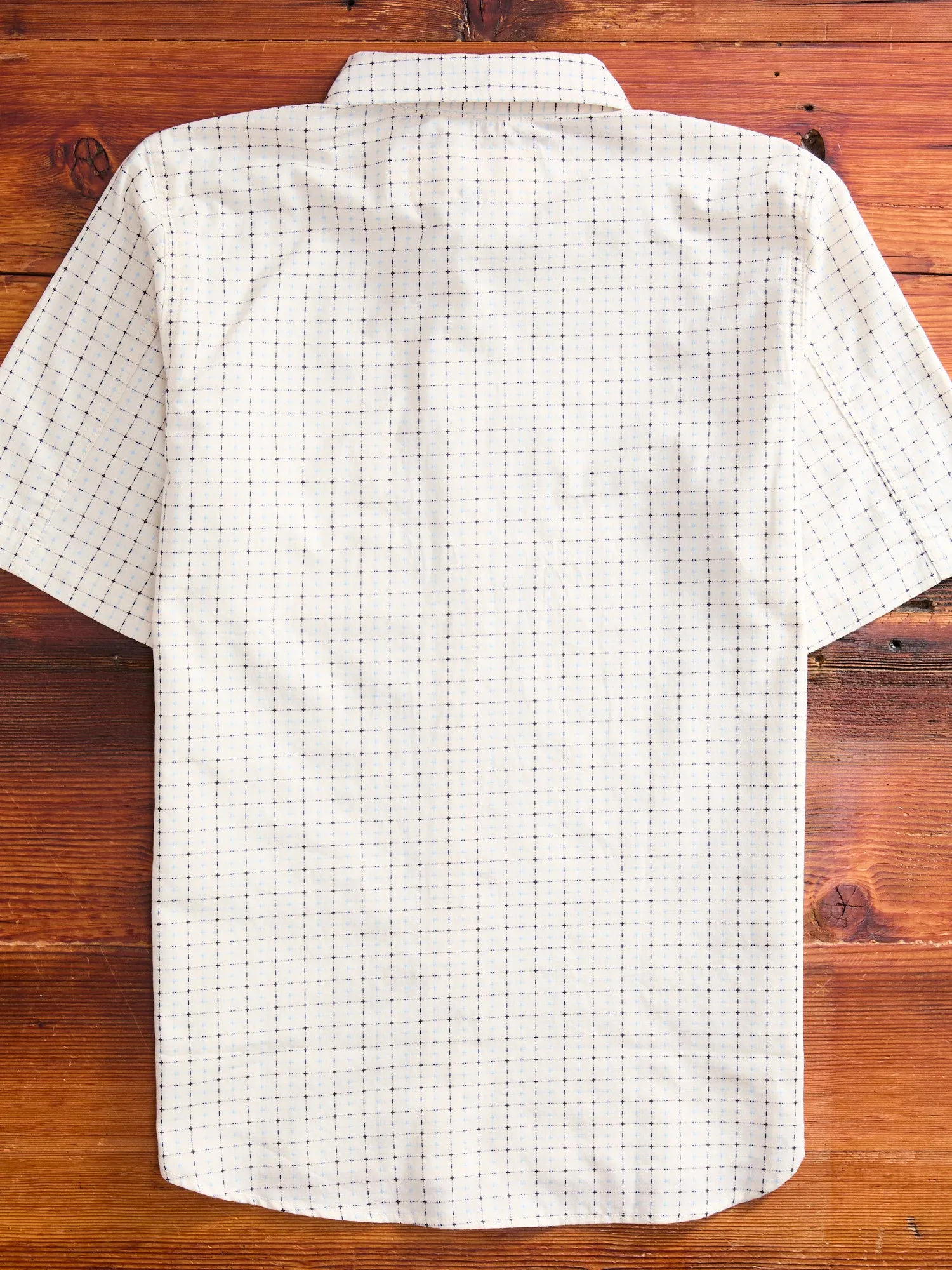 "Sashiko Grid" Oxford Shirt in Natural