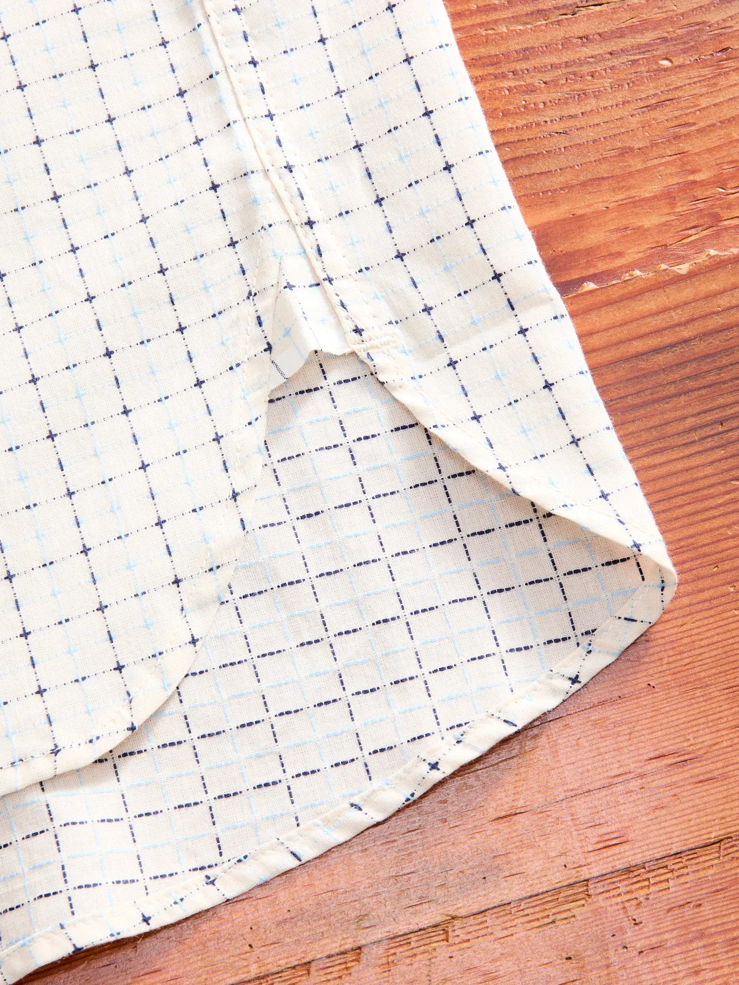 "Sashiko Grid" Oxford Shirt in Natural